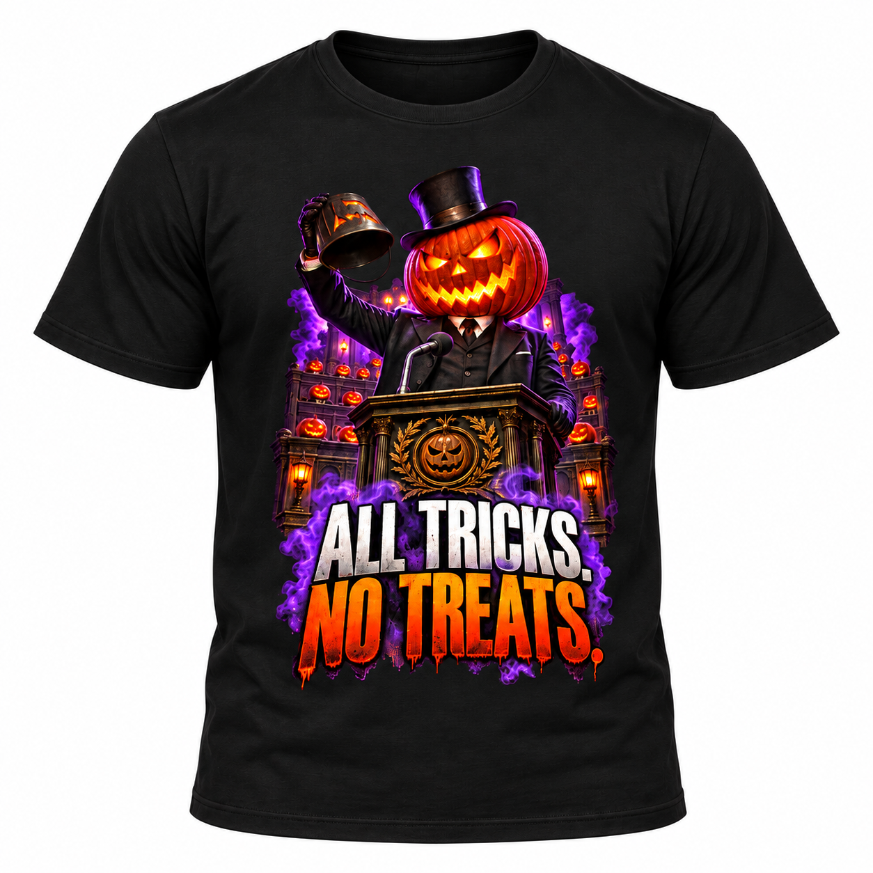 ALL TRICKS. NO TREATS. — Men's Crew Neck T-Shirt — front