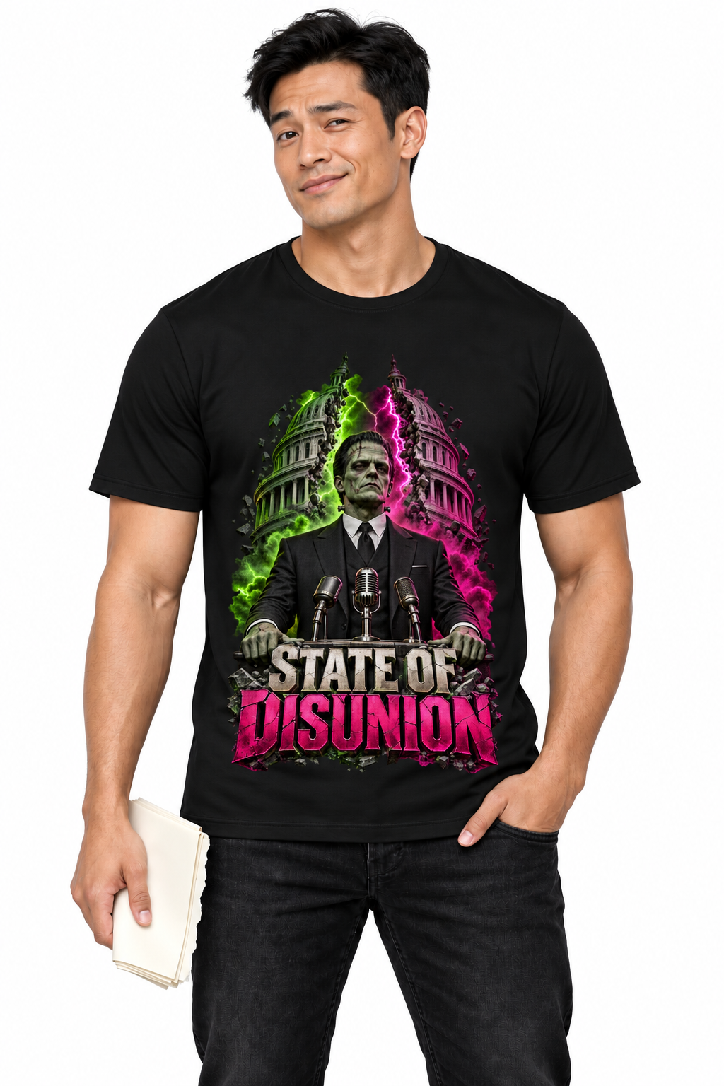 STATE OF DISUNION — Men's Crew Neck T-Shirt — model front