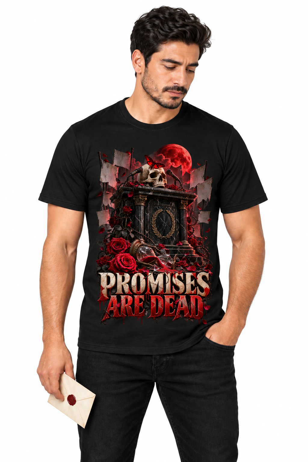 PROMISES ARE DEAD — Men's Crew Neck T-Shirt — model front