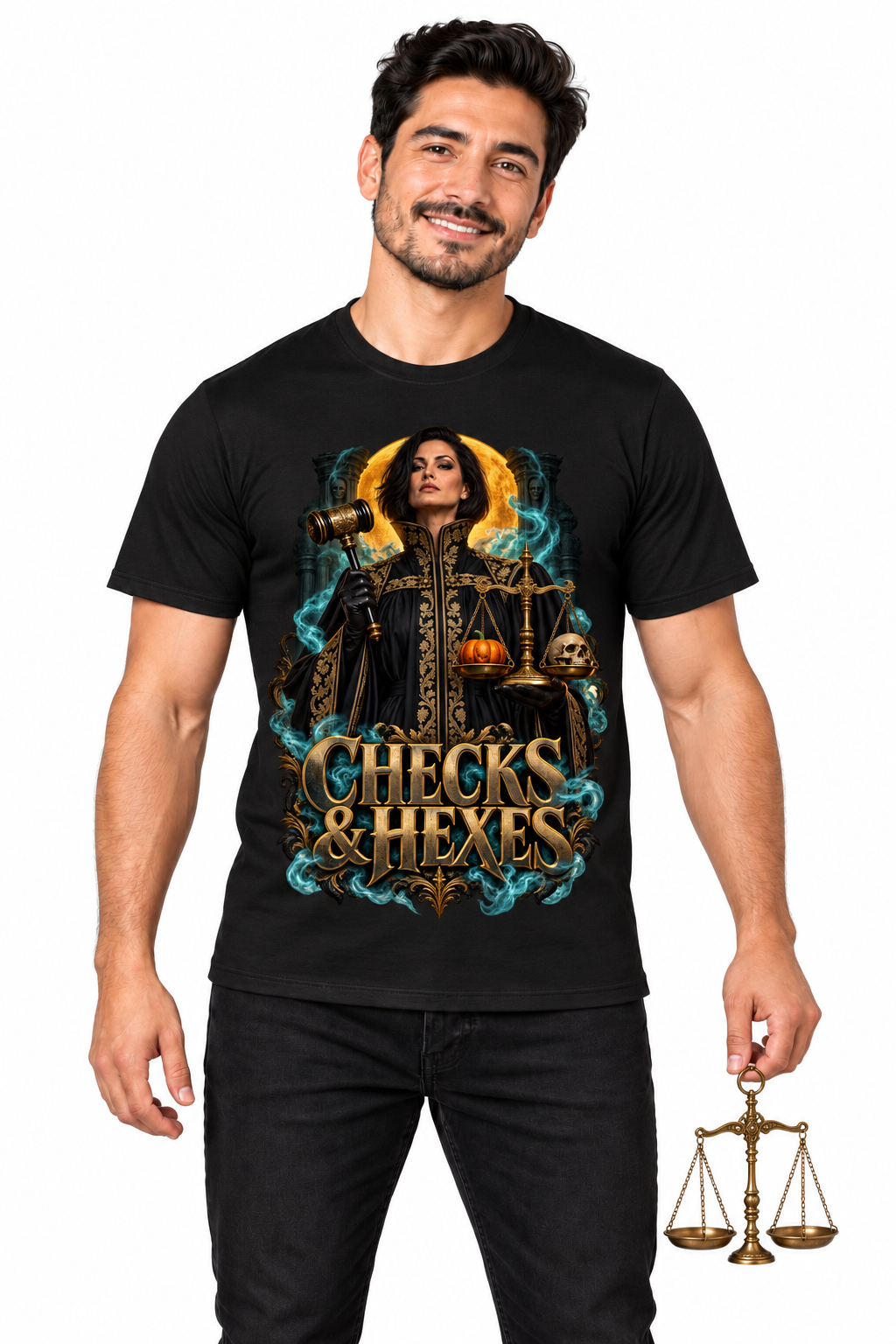 CHECKS & HEXES — Men's Crew Neck T-Shirt — model front