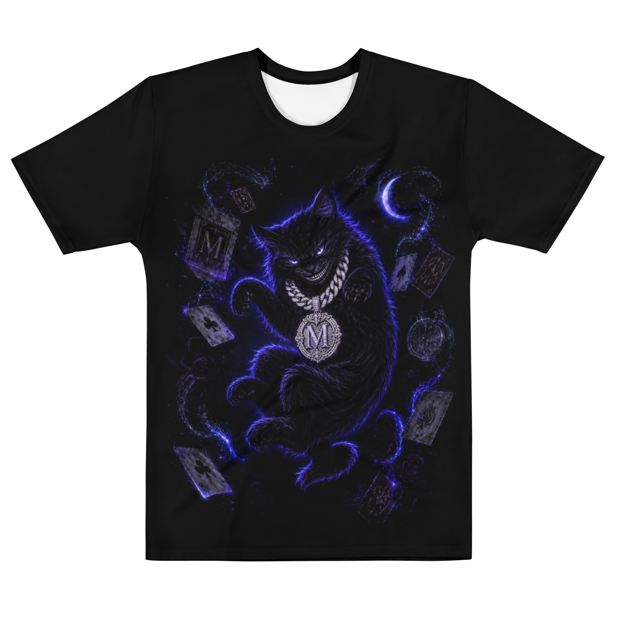 The Cat Behind the Cards — Men’s Cotton Crew Neck T-Shirt — front