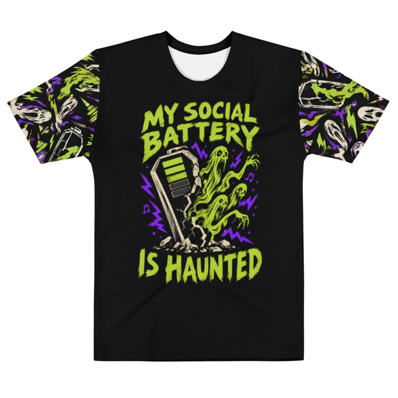 Haunted Social Battery — Men's Crew Neck T-Shirt — front
