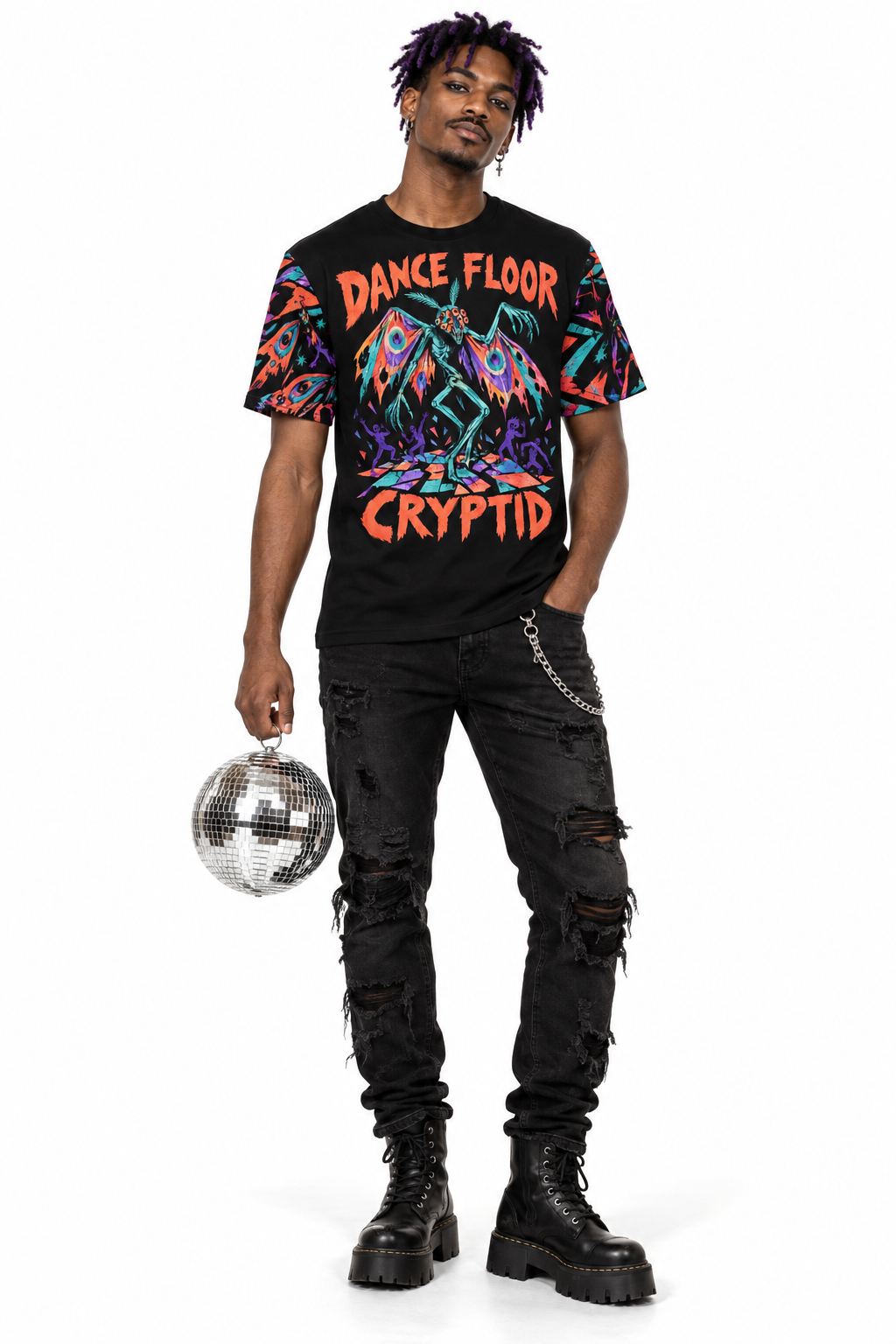 Dance Floor Cryptid — Men's Crew Neck T-Shirt — model front