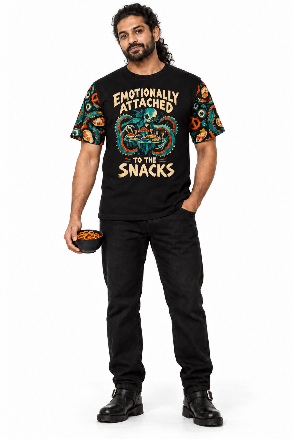 Snack Attachment — Men's Crew Neck T-Shirt — model front
