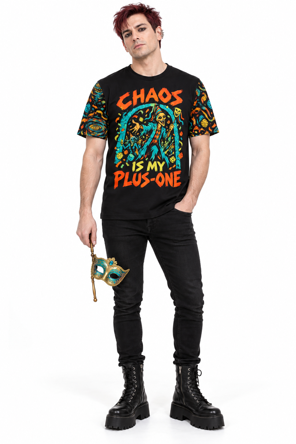 Chaos Plus-One — Men's Crew Neck T-Shirt — model front