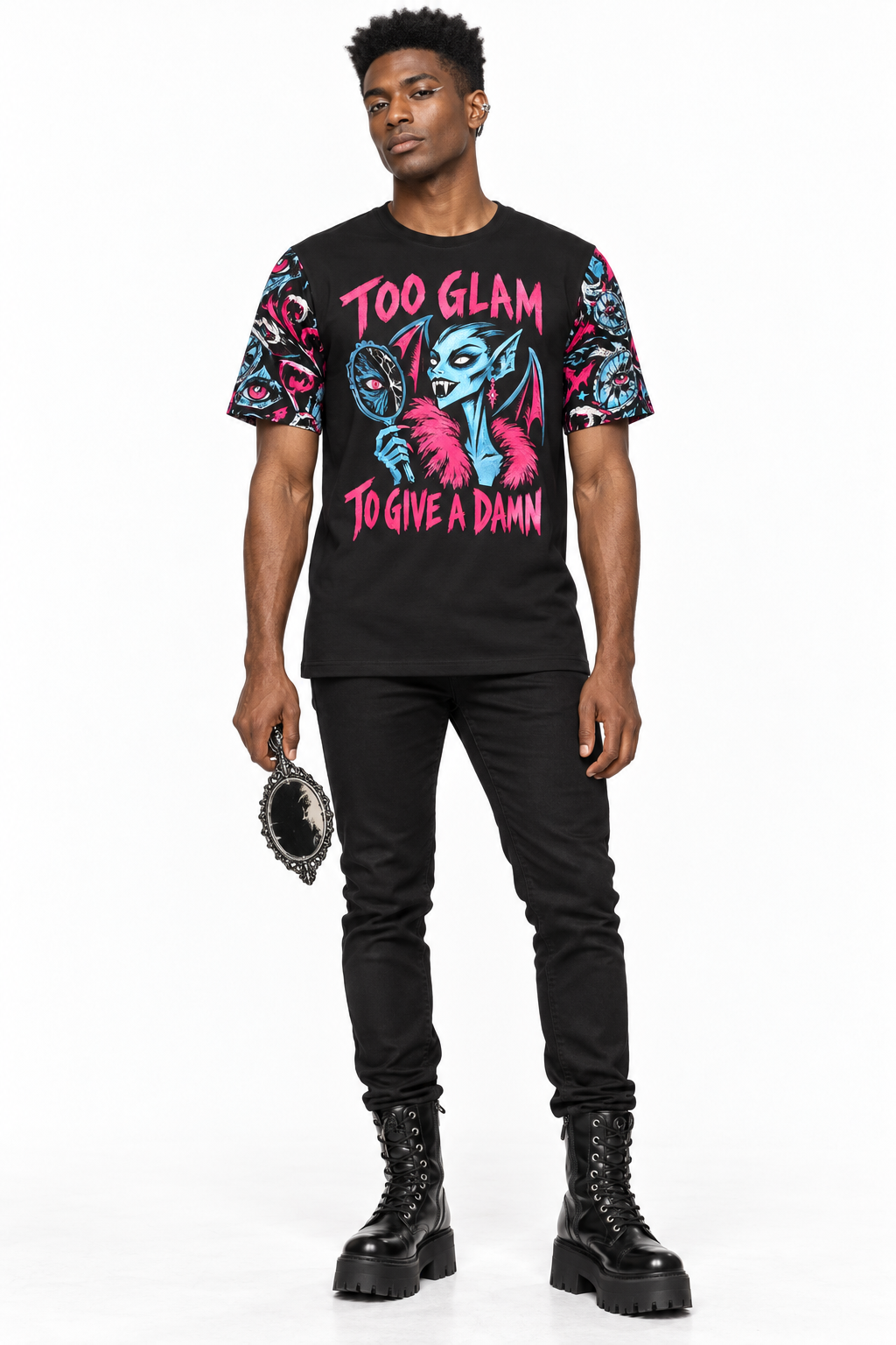 Too Glam — Men's Crew Neck T-Shirt — model front