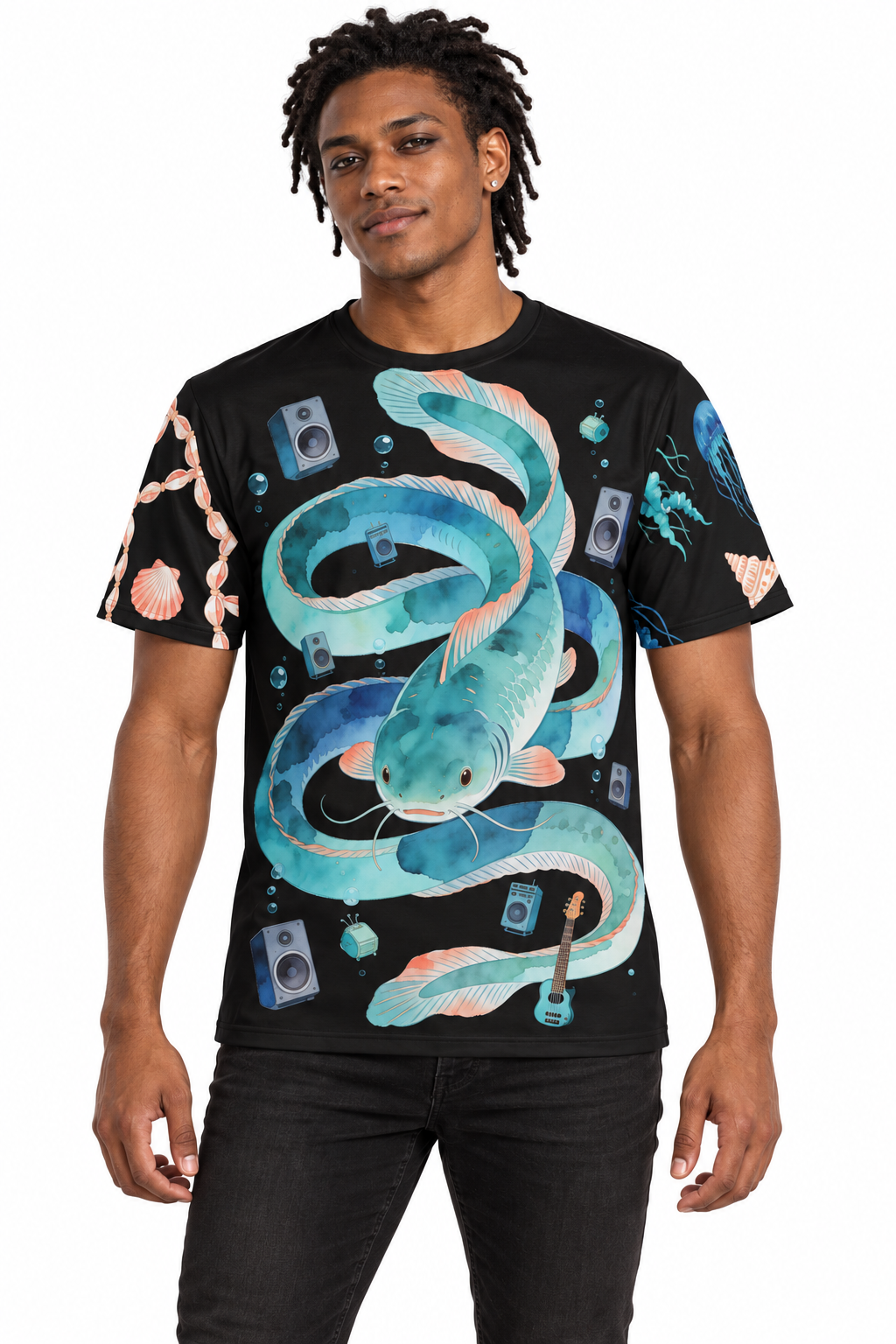 Bass from Below — Men's Crew Neck T-Shirt — model front