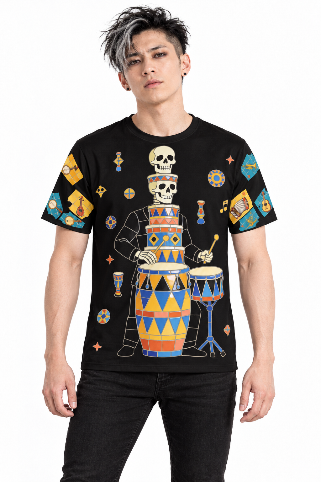 Sugar Skull Soundcheck — Men's Crew Neck T-Shirt — model front