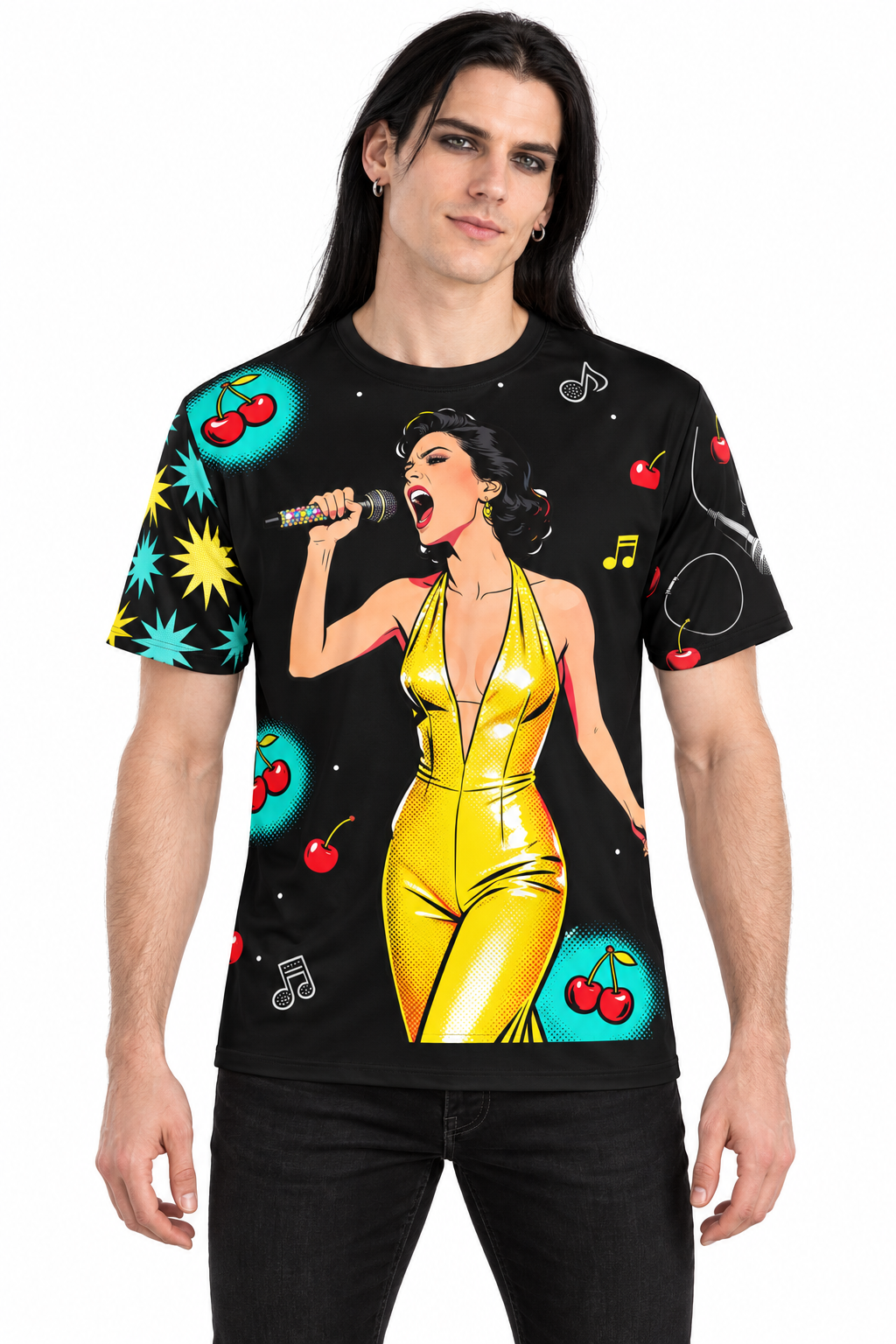 Velvet Riot Karaoke — Men's Crew Neck T-Shirt — model front