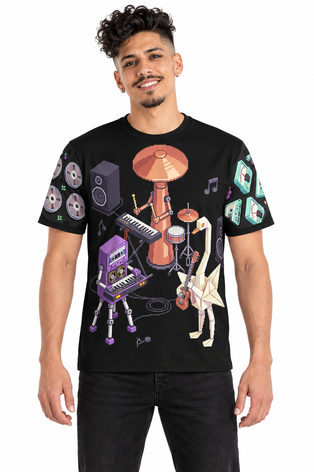 Night Shift Mixtape — Men's Crew Neck T-Shirt — model front
