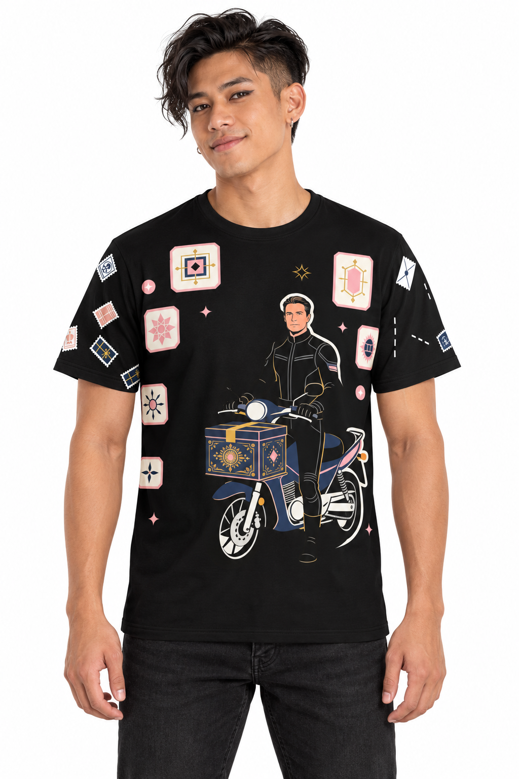 Handle with Curves — Men's Crew Neck T-Shirt — model front