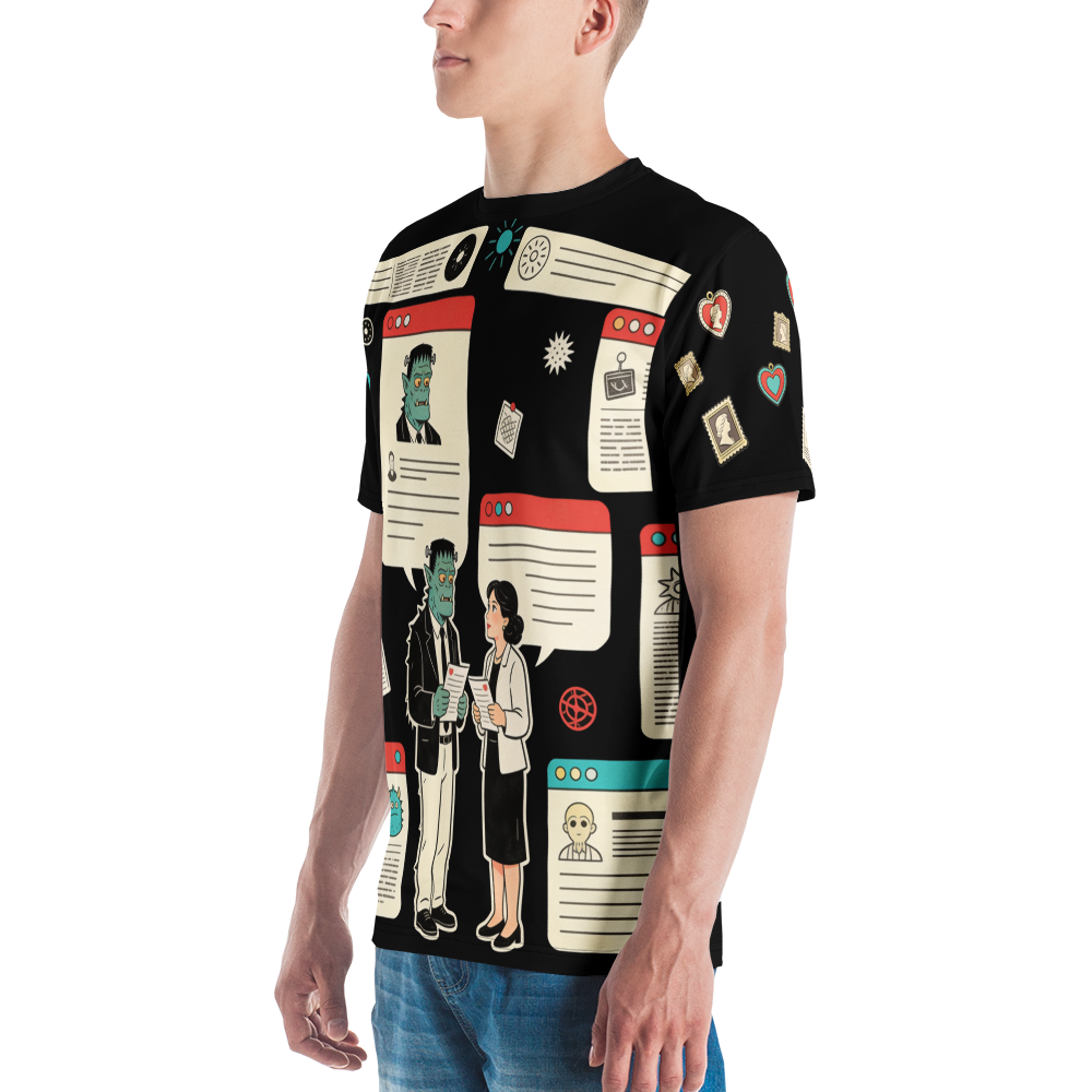 Monster Dating Bureau — Men's Crew Neck T-Shirt — detail