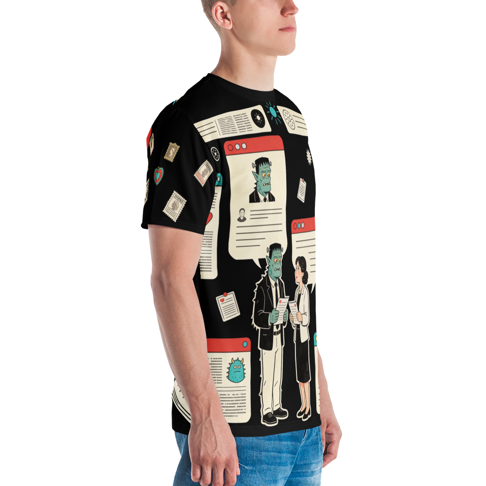Monster Dating Bureau — Men's Crew Neck T-Shirt — detail
