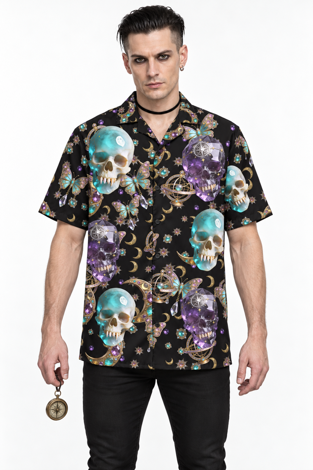 Astral Oracle — Unisex Button Shirt — model front