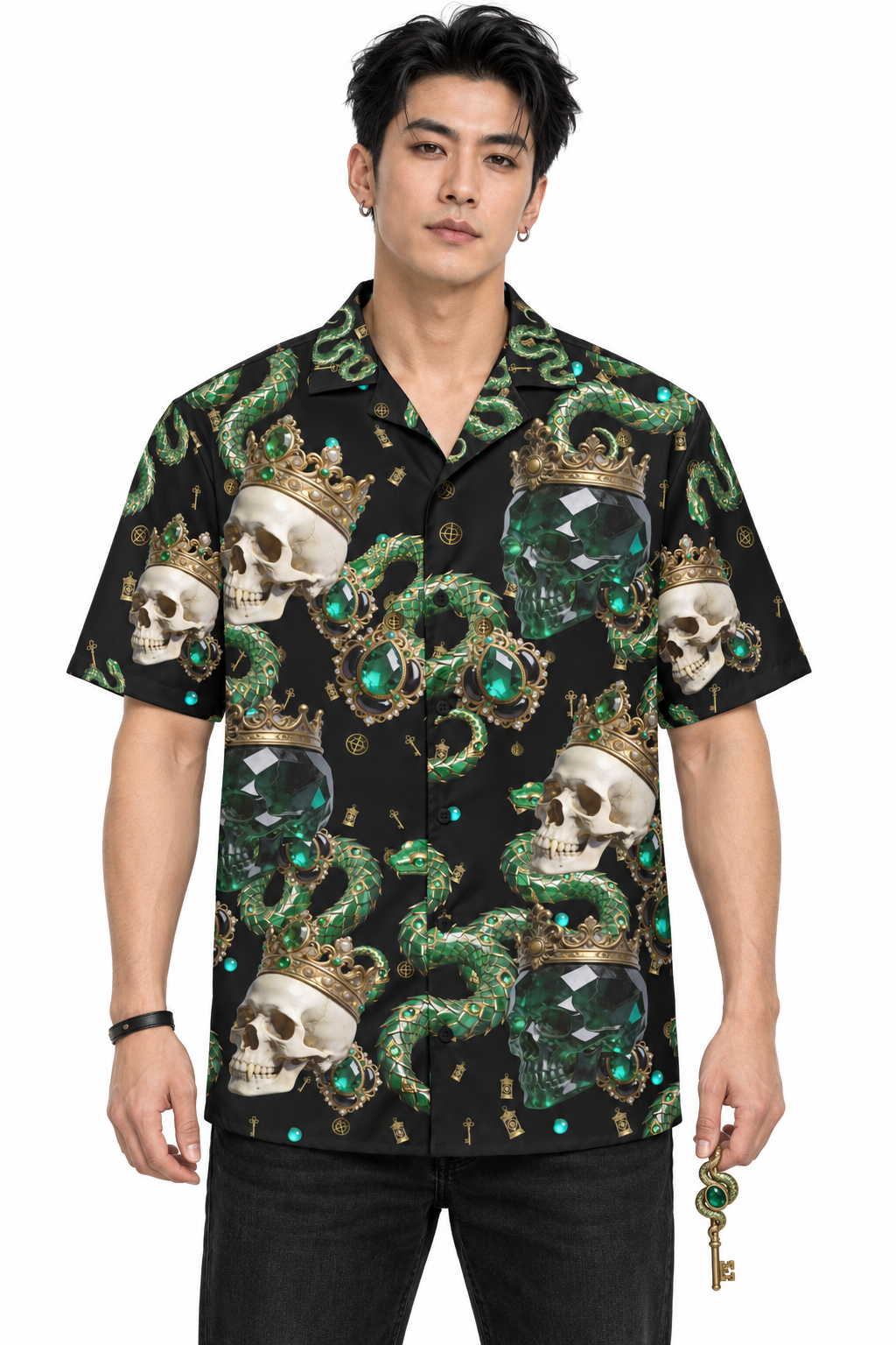 Emerald Reliquary — Unisex Button Shirt — model front