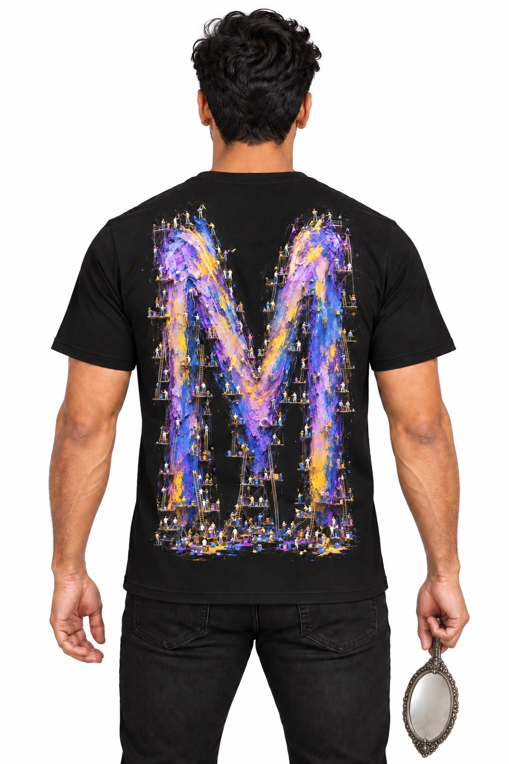 Her Gaze — Men's Crew Neck T-Shirt — model back
