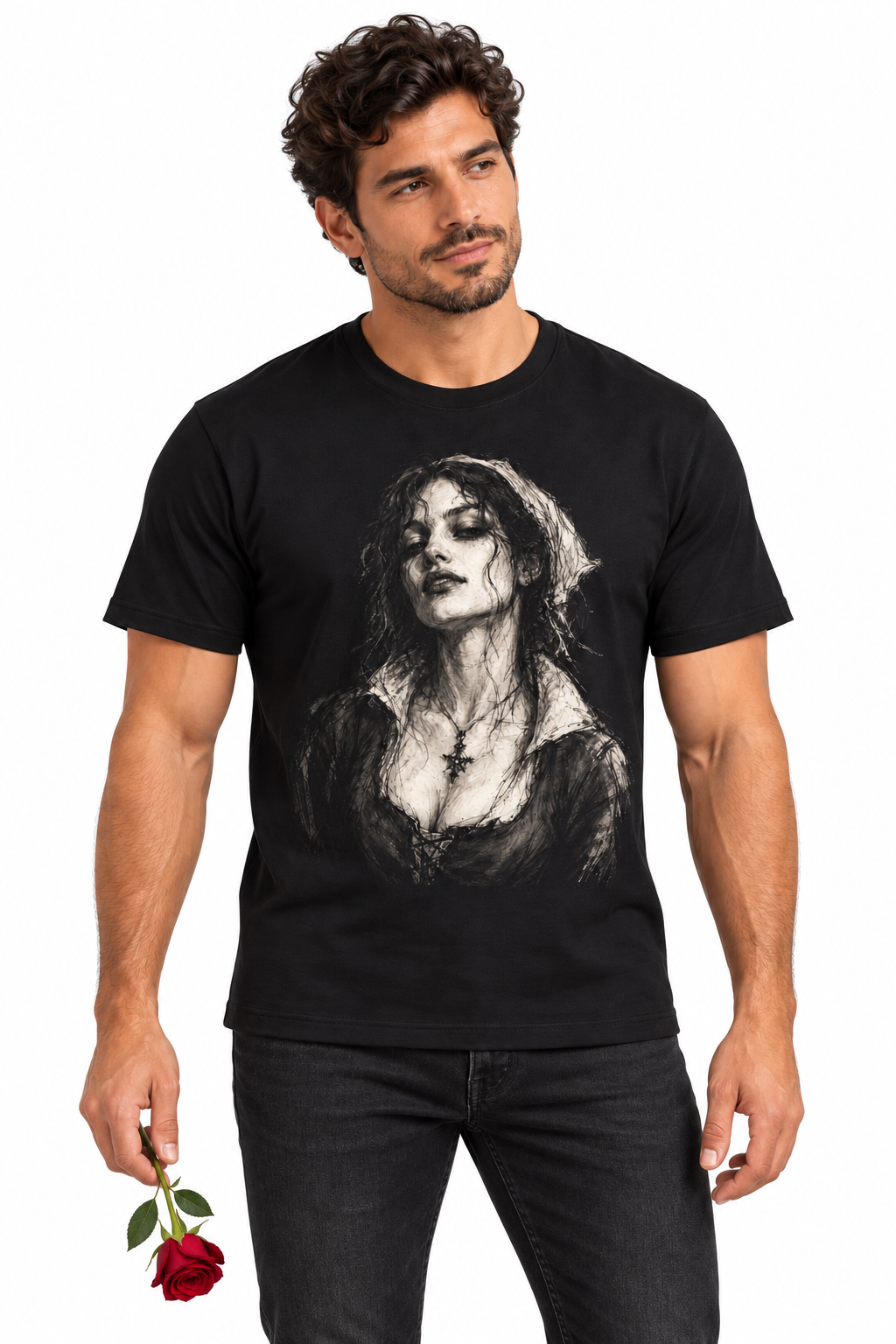 Lust — Men’s Cotton Crew Neck T-Shirt — model front