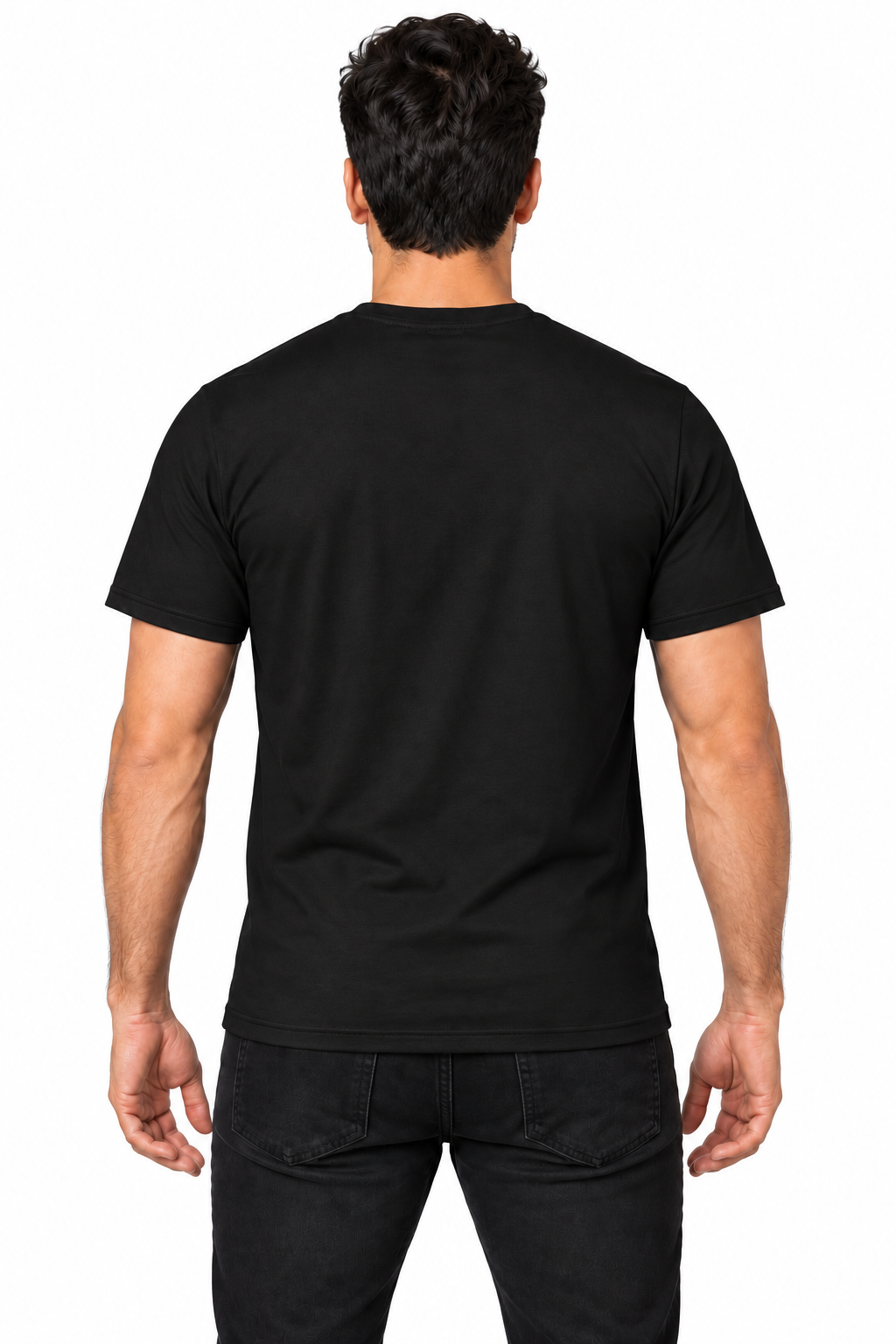 FUCK THE SPIN — Men's Crew Neck T-Shirt — model back