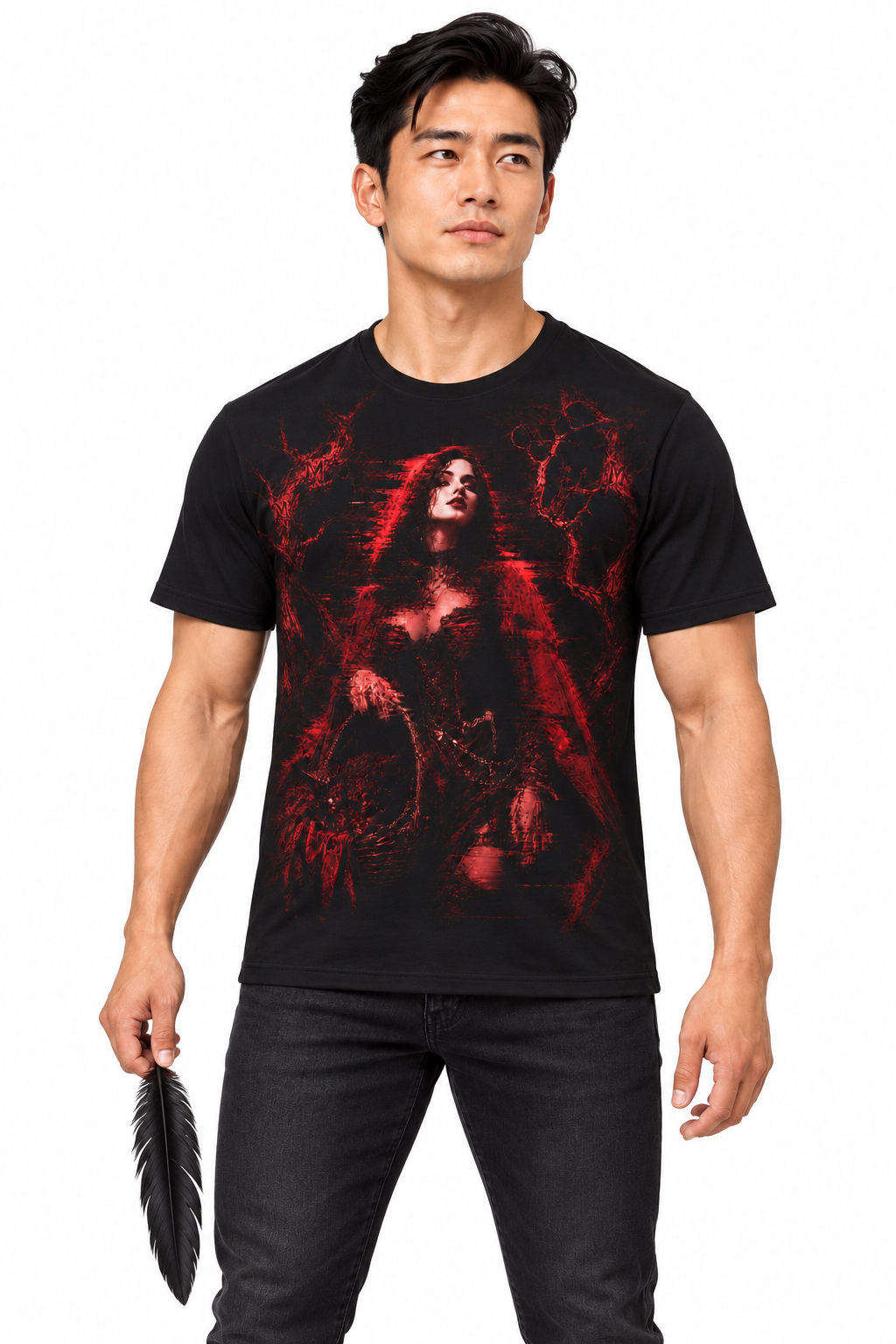 Marked by the Night — Men’s Cotton Crew Neck T-Shirt — model front