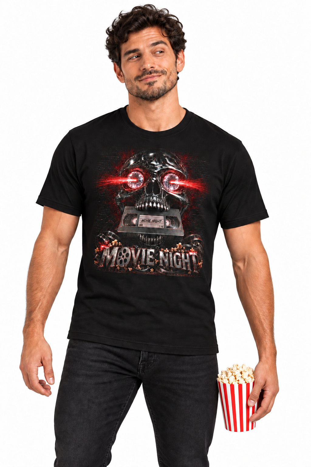 Movie Night — Men's Crew Neck T-Shirt — model front