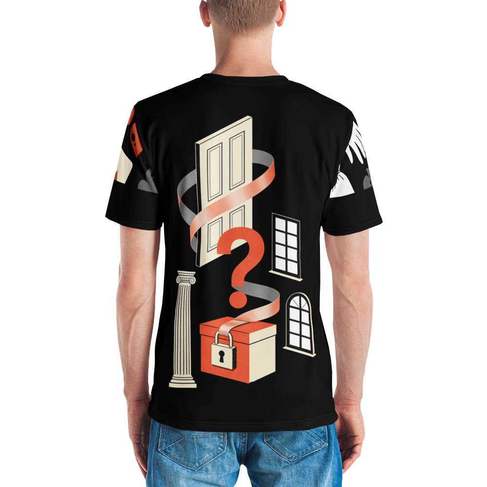 Dirty Mind, Clean Gloves — Men's Crew Neck T-Shirt — model back