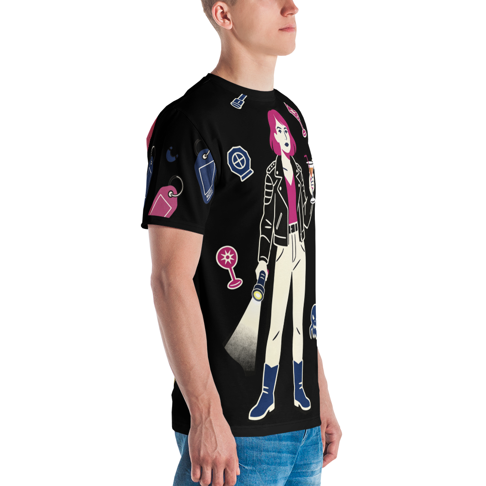 Final Girl, First Drink — Men's Crew Neck T-Shirt — detail