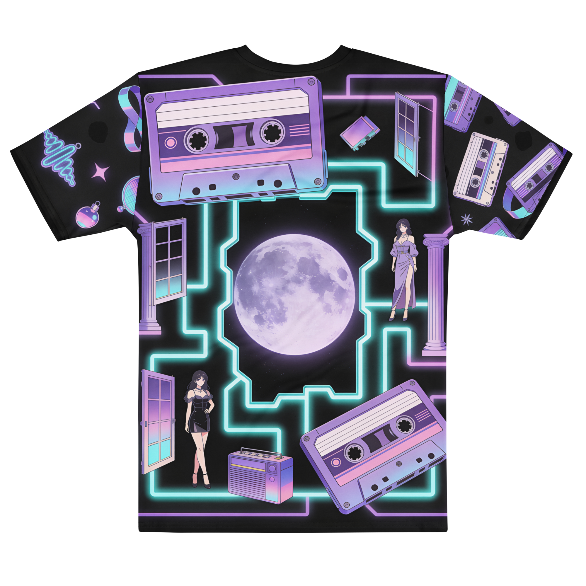 Nocturne in Neon — Men's Crew Neck T-Shirt — back