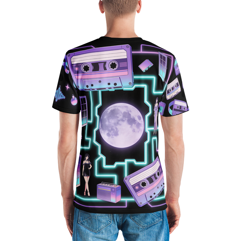 Nocturne in Neon — Men's Crew Neck T-Shirt — model back