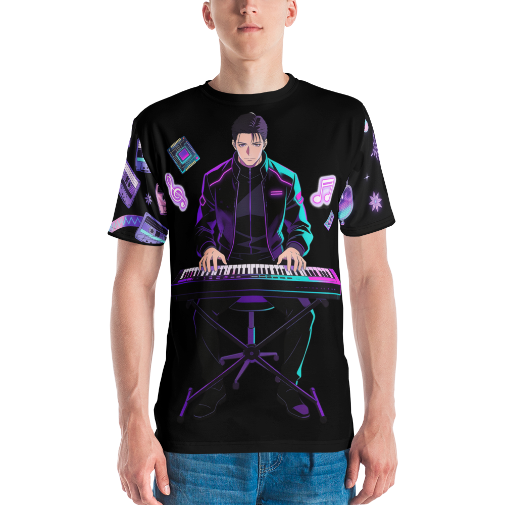 Nocturne in Neon — Men's Crew Neck T-Shirt — model front
