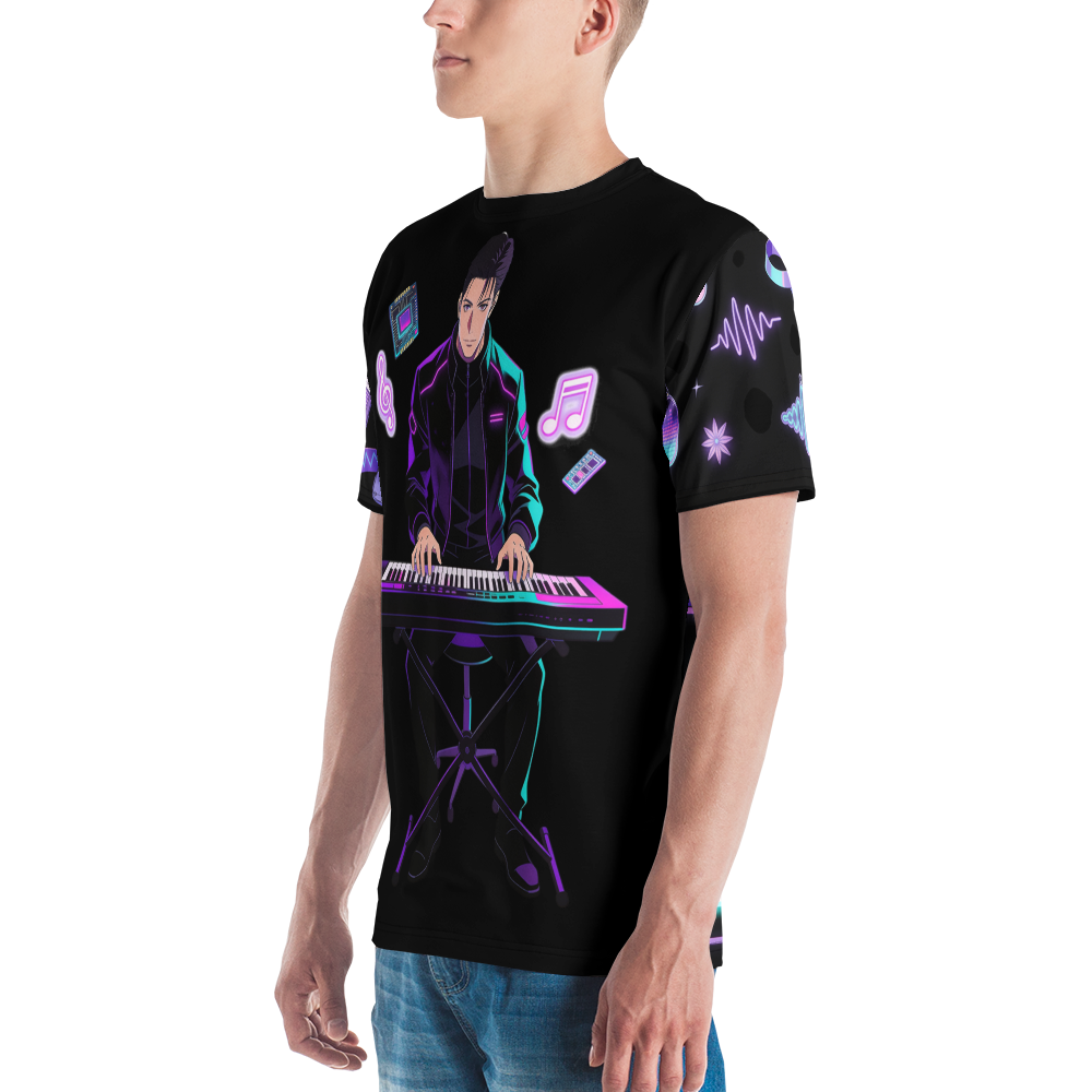 Nocturne in Neon — Men's Crew Neck T-Shirt — detail