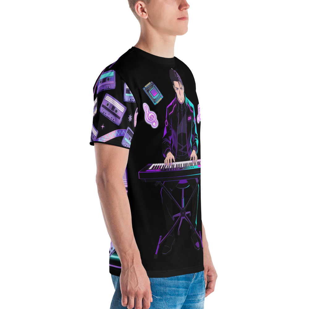Nocturne in Neon — Men's Crew Neck T-Shirt — detail