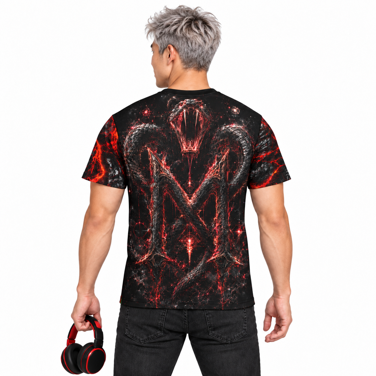 Skull Frequency — Men's Crew Neck T-Shirt — model back