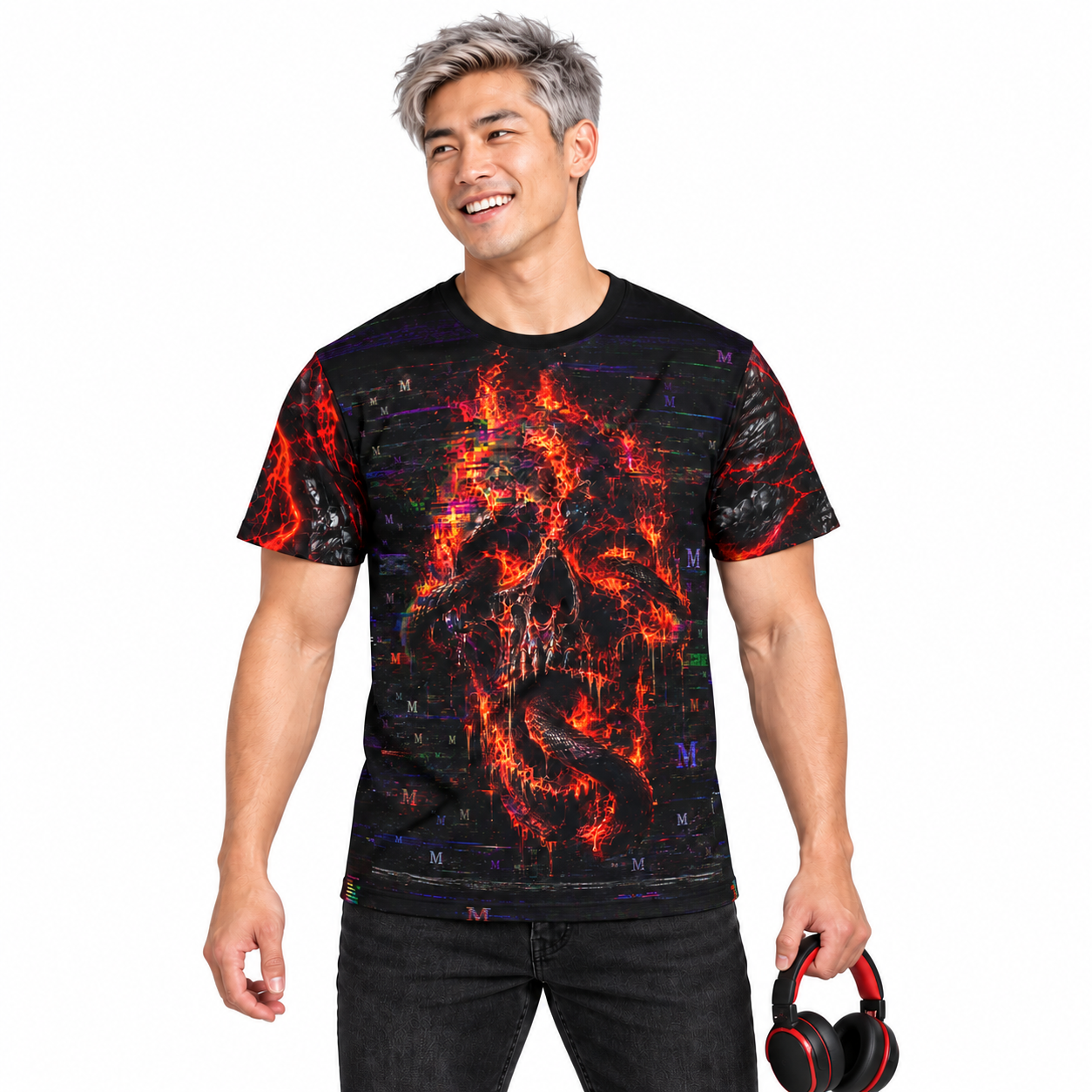 Skull Frequency — Men's Crew Neck T-Shirt — model front