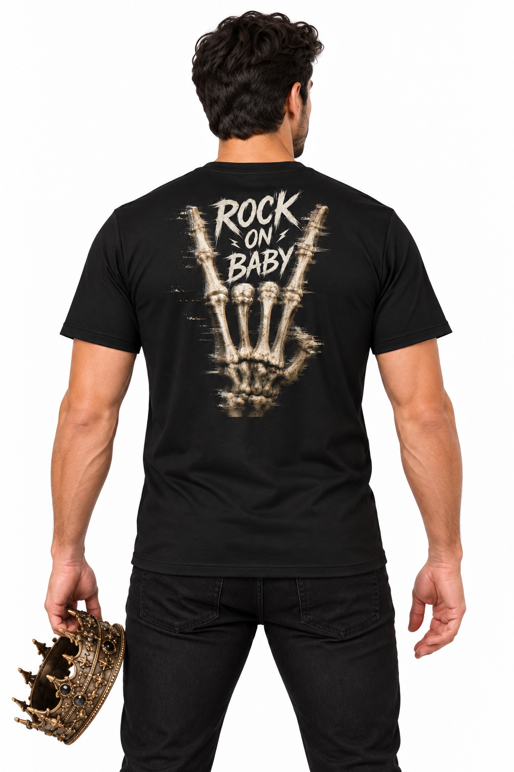 The King — Men's Crew Neck T-Shirt — model back