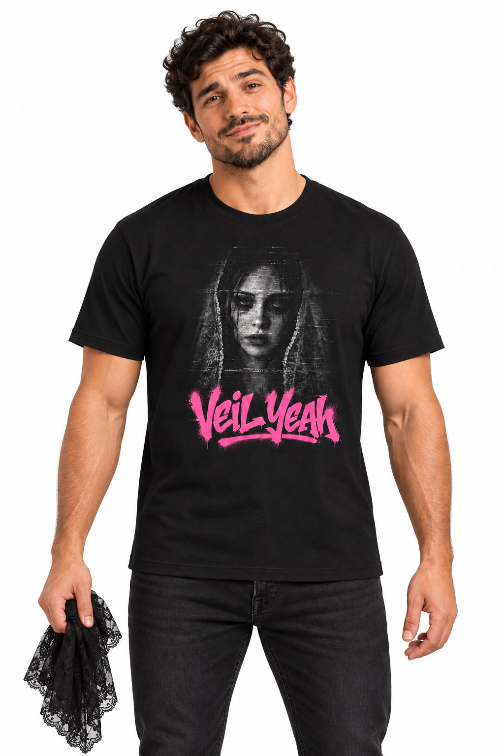 Veil Yeah — Men's Crew Neck T-Shirt — model front